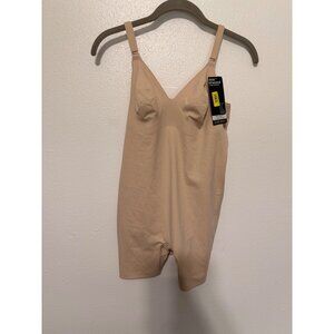 Total Comfort Shapewear NWT All In One Low Back Mid Thigh Beige Womans XL